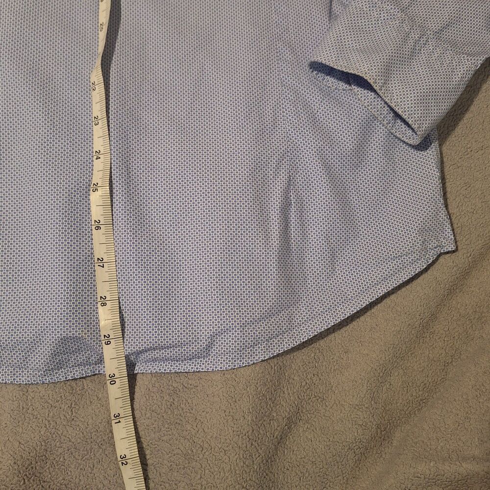 MASSIMO DUTTI-Finest Fabric-Mens L Blue Dress Shirt-Slim-Sml Geo Print-Cotton - Picture 7 of 10